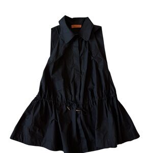 Vintage Black Peplum Tie Front Sleeveless Top